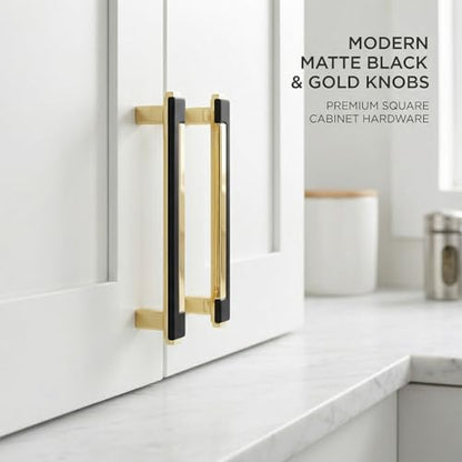 10 Pack Black Gold Cabinet Pulls & Handles, 3.7 Inch Hole Center - color: Black Gold, size: 4.8in/122mm