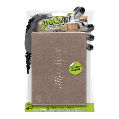 Slipstick GorillaFelt Premium Felt Blanket Furniture Pads/Surface Protectors (6 Inch x 4-1/2 inch) Includes 2 Large Felt Pad Sheets with Self Stick Backing, Beige - size: 4-1/2" x 6" Beige