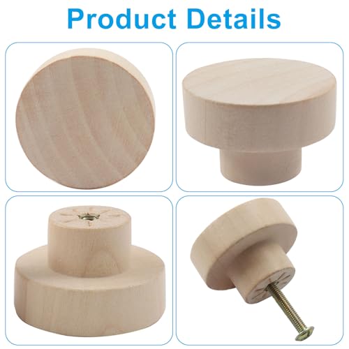 Wood Cabinet Knobs, Flat Top Round, 40mm, 16Pcs - size: 40 mm