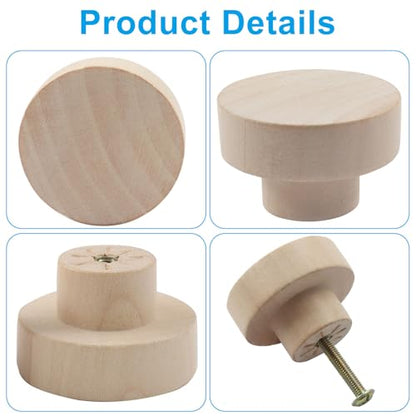 Wood Cabinet Knobs, Flat Top Round, 40mm, 16Pcs - size: 40 mm