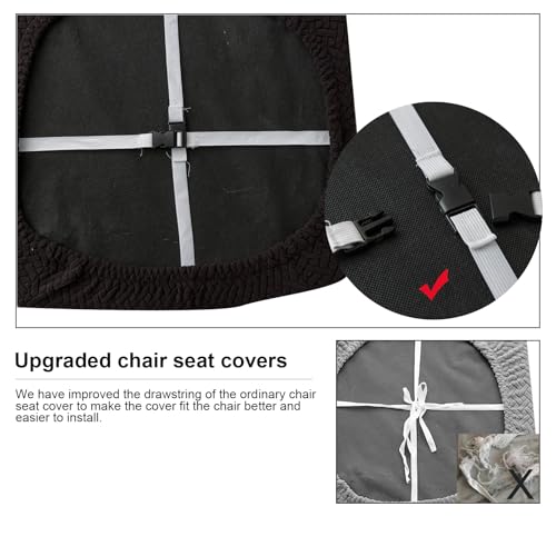 Genina Seat Covers for Dining Room Washable Chair Seat Slipcovers Set of 6 - color: Black, size: 16-20in Not waterproof