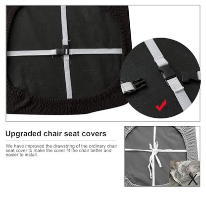Genina Seat Covers for Dining Room Washable Chair Seat Slipcovers Set of 6 - color: Black, size: 16-20in Not waterproof