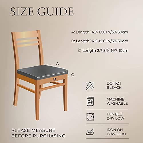 SearchI Dining Chair Seat Covers Set of 4, Rear Covered, Beige Linen-Look - color: Beige Linen-look Print