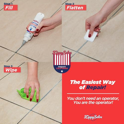 ZippySolve Tile Grout Repair Kit, Refresh Tile, Grout Sealer (8.8 oz, Grey) - color: Grey