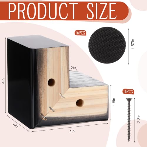 Geelin 4 Pack 4 Inch Wood Furniture Risers L-Shaped Bed Riser, Black - color: Black, size: 4 Inch
