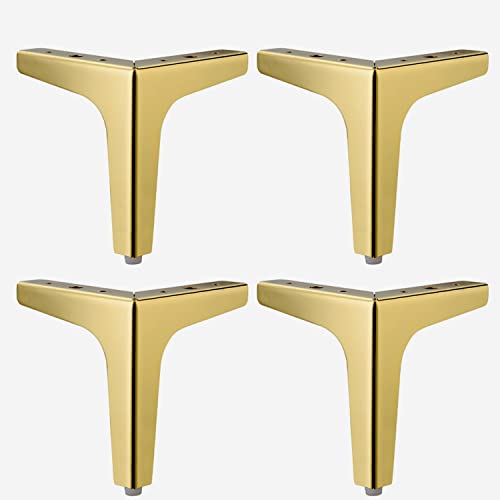 Furniture Legs, Modern Furniture Sofa Legs,Metal Triangle Table Cabinet Cupboard Feet DIY Replacement Parts,Set of 4 (5" Height,Gold) - color: Gold, size: 5"/13cm