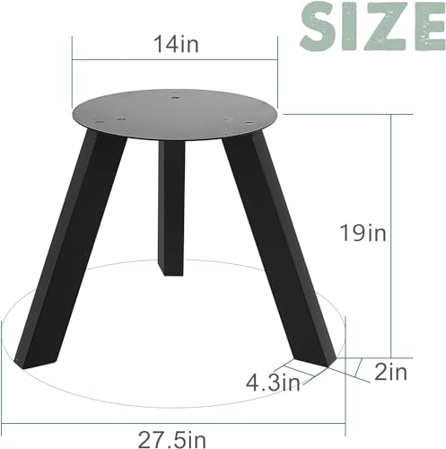 NXN-HOME 19 inch Round Plate Table Base Legs, Coffee Table Legs, Bench Metal Legs, Mid Century Home DIY Projects Black Furniture Legs(19”H x 14”W) - size: 19 inches - Round