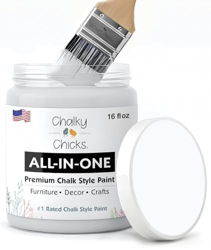 Chalky Chicks CottonTail 16 Fl Oz Chalk Paint for Furniture All in One - color: CottonTail (White), size: 16 Fl Oz (Pack of 1)