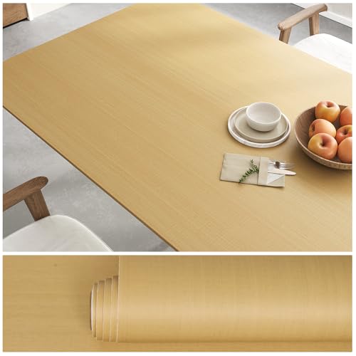 VEELIKE Light Wood Contact Paper for Countertops Peel and Stick Waterproof Wood Wallpaper for Table Cabinets Walls 15.7''x354'' Thick Wood Grain Contact Paper Self Adhesive Removable Wood Vinyl Wrap - size: 15.7'' x 354''