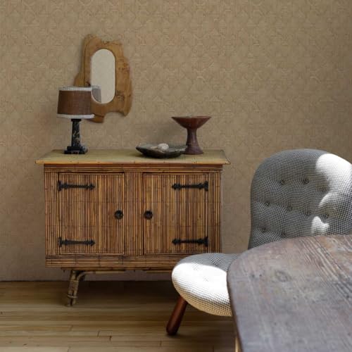 Tempaper x Jeremiah Brent Textured Hoffmann Faux Sisal Removable Peel and Stick Wallpaper, 20.5 in X 16.5 ft, Made in The USA - color: Tan