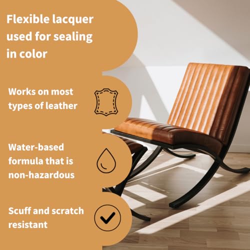 Furniture Clinic Leather Finisher Gloss | Seal & Protect | Suitable for Leather Sofas, Car Interiors, Handbags, and More | Flexible | Prevents Scratches and Scuffs | Gloss Finish (500 ml / 17 oz) - size: 17 oz, style: Gloss