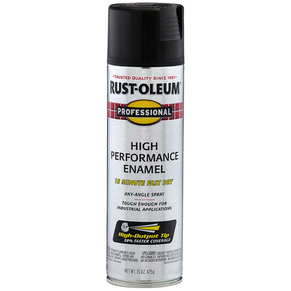 Rust-Oleum Professional High Performance Flat Black Spray Paint - color: Flat Black, size: 15 Ounce (Pack of 6)