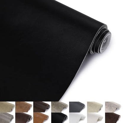 Faux Leather Vinyl Upholstery Fabric by The Yard 1.3mm Thick 1 Yard 55"x36" - color: Black, size: 1 Yard