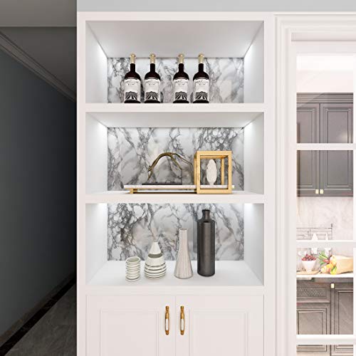 LACHEERY White and Grey Marble Contact Paper for Countertops Waterproof 15.8"x276" White/Gray Glossy Marble Contact Paper Wallpaper Self Adhesive Marble Peel and Stick Wallpaper for Kitchen Bathroom - size: 15.8" x 276"