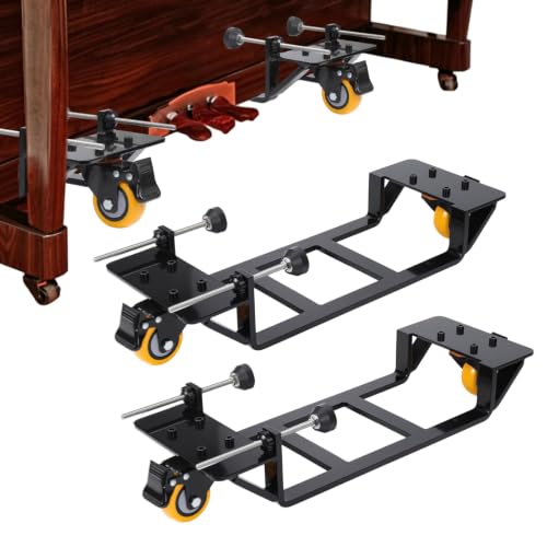 2 Pack Piano Dolly Set for Moving Upright Pianos, Heavy Duty 661lb Capacity with Locking Casters and Adjustable Clamps, Ideal for Home Schools Music Studios