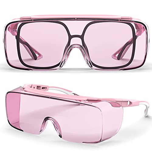 Safety Glasses Anti Fog Goggles Protective Eyewear Blue Light Blocking Anti Dust UV Protection Glasses For Men Women - color: Pink