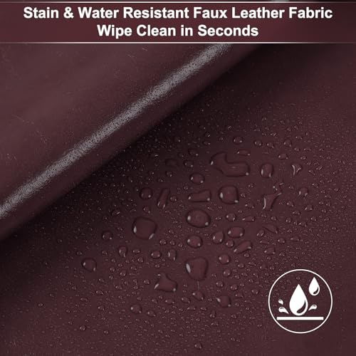 54" Marine Vinyl Upholstery Faux Leather Fabric by The Yard Waterproof - color: Burgundy, size: Pre-cut 1 Yard 54"x36"