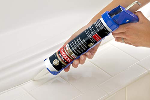GE Supreme Silicone Caulk for Kitchen & Bath, White, 10.1 fl oz Cartridge, 1 Pack