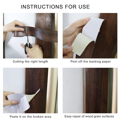 BOMEI PACK Wood Grain Repair Tape,Self Adhesive Repair Patch for Furniture, Floors, Cabinets, Windows, Doors, RV, Home Decor and DIY Projects (1, Walnut)