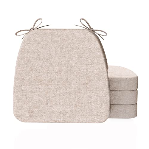 AAAAAcessories D-Shaped Chair Cushions, 2" Thick Dining Chair Pads with Ties and Removable, Machine-Washable Cover, 17" x 16", Set of 4, Oatmeal Beige - color: Oatmeal Beige, size: 4 Pack