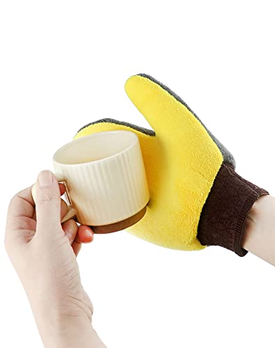 QWORK 4 Pack Painter's Gloves, Soft Microfiber Terry Mitts for Cleaning, Dusting, and Painting