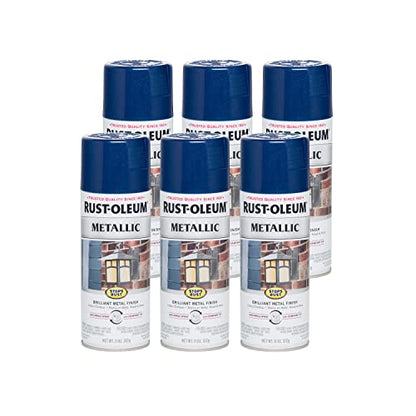 Rust-Oleum Stops Rust Metallic Spray Paint, Cobalt Blue - color: Cobalt Blue, size: 11 Ounce (Pack of 6)