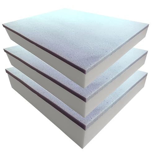 Foamma 2" x 22" x 24" Gel Memory Foam (Chair Cushion Foam for Dining Chairs, Wheelchair Seat Cushion) 3-Pack - color: Gel Memory Foam, size: 2" x 22" x 24", style: 3 Pack