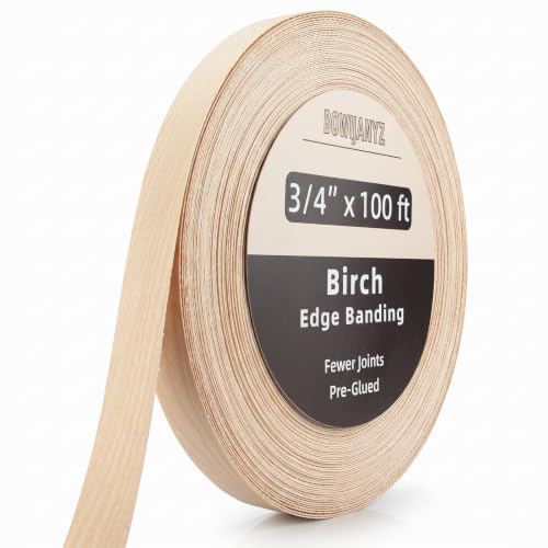 Birch Edge Banding 3/4" x 100ft Fewer Joints for Seamless Finish, Pre-Glued Real Wood Veneer Paintable Edge Banding, Iron-on Plywood Edging with Hot Melt Adhesive, for Furniture Restoration/DIY - color: Birch, size: 3/4" x 100ft