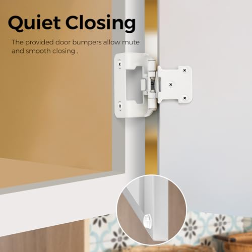 50 Pack 25 Pair White Cabinet Hinges, 1/2" Semi Wrap Kitchen Hinges - color: White, size: 1/2" Semi Wrap