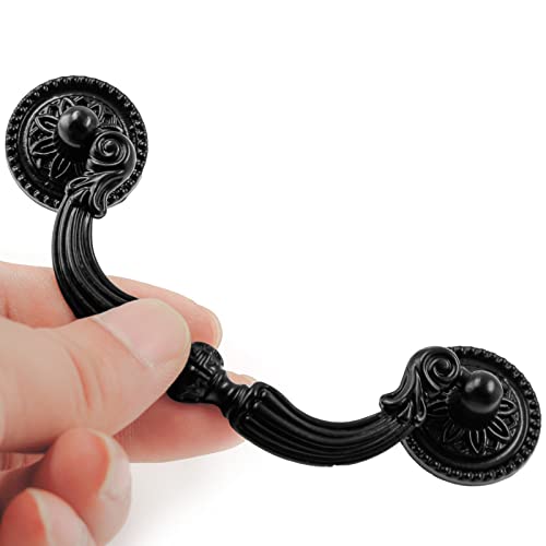 8 Pack 3.5" Hole Center Bail Pull Antique Black Drawer Handle - color: Black(8 PCS), size: 3.5 Inch