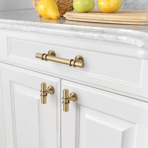 Amerdeco 10 Pack Matte Gold Cabinet Pulls 3 Inch(76MM) Hole Centers Kitchen Cabinet Handles Cabinets Hardware Drawer Pulls ZH0058 - color: Gold, size: 3"/76MM Hole Center