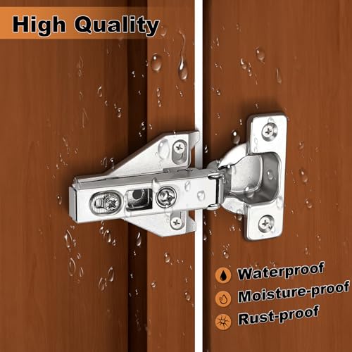 Probrico Soft Opening Kitchen Cabinet Hinges 2 Pairs (4 Pieces), Brushed Satin Nickel Face Frame Mounting Concealed Hinges for Kitchen Cupboard Hardware, with Mounting Screws