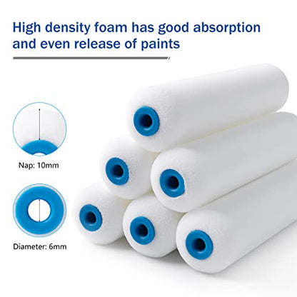 Mister Rui Paint Roller Kit, 16 Pack, 6 Inch Foam Paint Roller Set