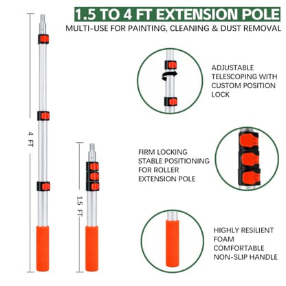Wesquer Paint Roller Kit with Extension Pole Wall Painting Supplies Set