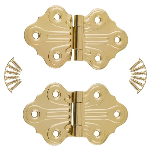 Polished Brass Butterfly Hinges - 2-7/8" x 1-11/16" - Pack of 2 - Decorative Surface Mount Hinges for Cabinet Doors, Cupboards and Boxes - UA-264-HPB (1) - color: Brass