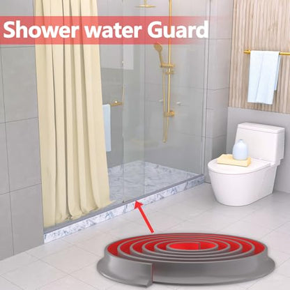 New Collapsible Shower Threshold Water Dam, Self Adhesive Silicone Waterproof Barrier Bathroom and Kitchen Water Strip Dam Shower Guard for Dry And Wet Separation Caulk Seal Strip Edge Trim(Grey) - color: Grey, style: 98Inch