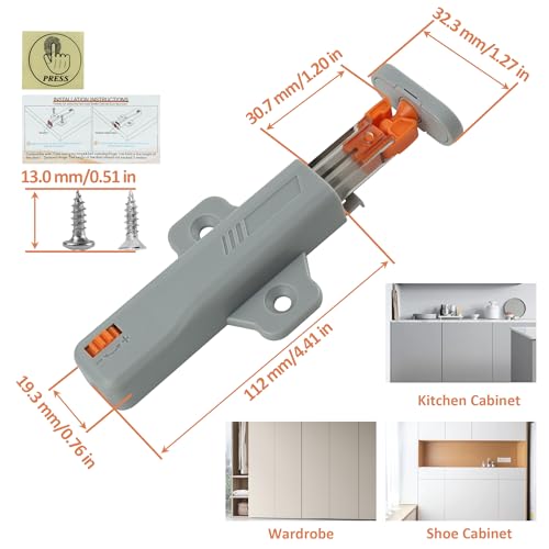 Push to Open Door Latch,5 Pack Non-Magnetic Heavy Duty Push Latch for Hidden Door Push Release Drawer Pull Touch Lock Tip On Closet Close Strong Pop Out,Push to Open Kitchen Cabinet Hardware