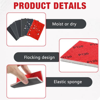 30 Pcs 120 Grit Sanding Sponge, Ultra Fine Sanding Sponges Pads, Soft Foam Shine Block Wet Dry Polish Pads, Ultra Fine Grit Sandpaper for Model Drywall Metal Wood Furniture Polishing - style: 120 Grit
