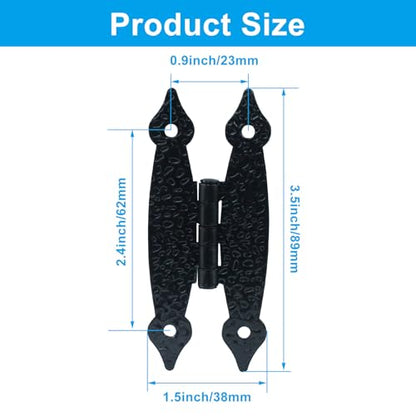 12Pcs Black H Cabinet Hinges - color: Black