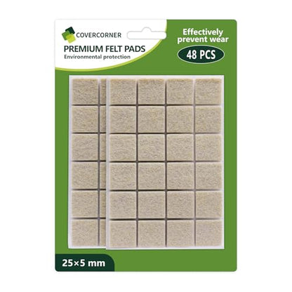 Felt Furniture Pads for Hardwood Floors 48 PCS 1" Square, Beige - size: 48PCS 1 inch Square Beige