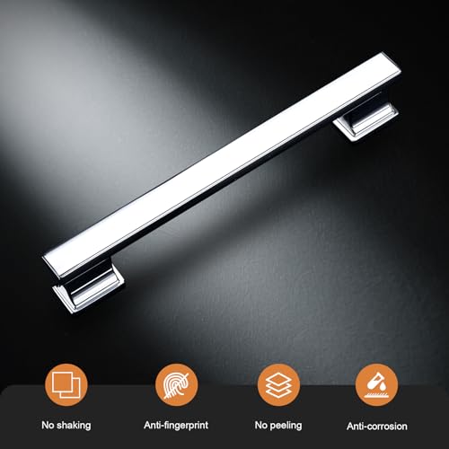 Probrico 10 Pack Polished Chrome Cabinet Pulls 6.3 Inch (160mm) Kitchen Handles Hardware for Cupboard Handles Drawer Pulls - color: Polished Chrome, size: 6.3 inch hole center
