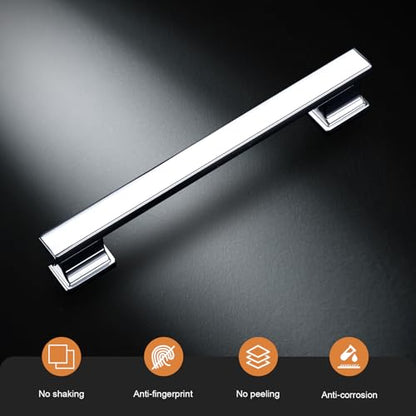 Probrico 10 Pack Polished Chrome Cabinet Pulls 3 Inch(76mm) Hole Center, Chrome Kitchen Cabinet Hardware, Dresser Drawer Pulls for Cabinet Kitchen Cupboard - color: Polished Chrome, size: 3 inch hole center