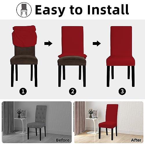 Easy-Going Stretch Dining Room Chair Slipcovers Set of 4, Christmas Red - color: Christmas Red