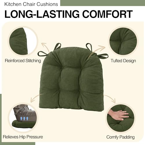20x20 in Kitchen Wicker Chair Seat Cushions Indoor, Green, 2 Pack - color: Green, size: 20"x20" | 2-Pack