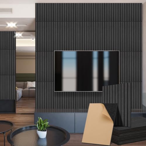 Black Acoustic Panels, 12 Pack Self-Adhesive Sound Absorbing Tiles - color: Black