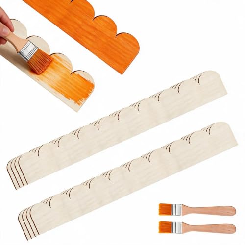 Unfinished Scalloped Decorative Wood Trim - color: scalloped 15.75 x 1.57“-8pcs