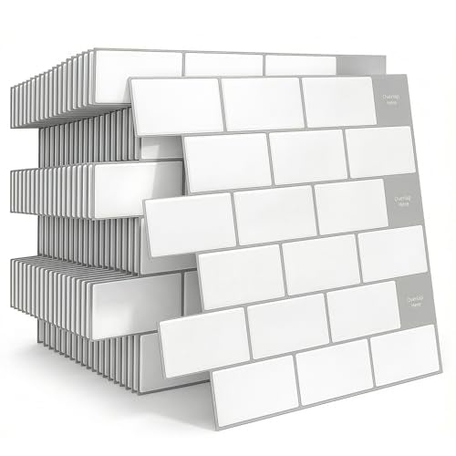 Arttown Peel and Stick 3D Wall Backsplash, 20-Sheet, 12" × 12" White - color: White, size: 20PC 12"x12"