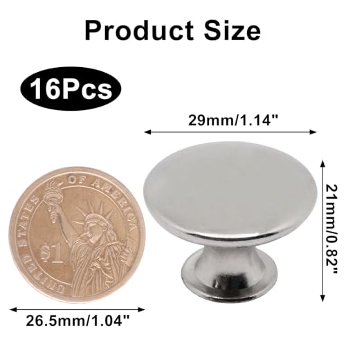 16 Pcs Brushed Nickel Cabinet Knobs, Silver Dresser Knob Kitchen Drawer Knobs, Single Hole Cupboard Door Knob Dresser Drawer Pulls Handles - color: Brushed Nickel, size: 16 Pack