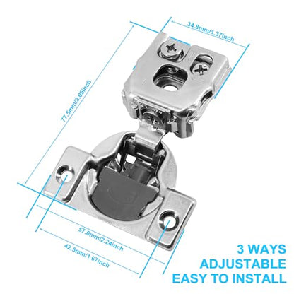 1 Inch Overlay Soft Close Cabinet Hinges, 30 Pack Slow Soft Close Hinges for Kitchen Cabinets Satin Nickel Hidden Self Closing Kitchen Cabinet Hinges for Cupboard - size: 1 inch Overlay