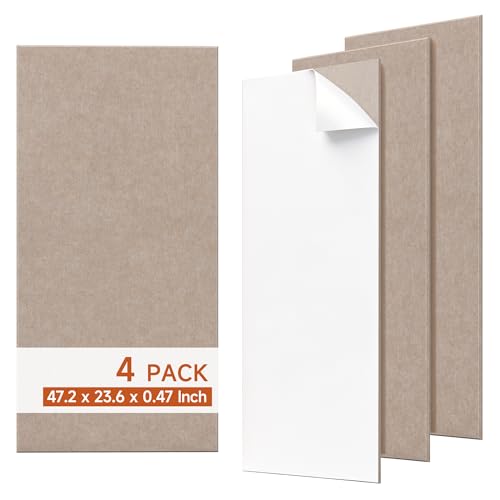 Acoustic Wall Panels, Self Adhesive,47.2"x23.6",4 Pack,Camel - color: Camel, size: 4 Pack